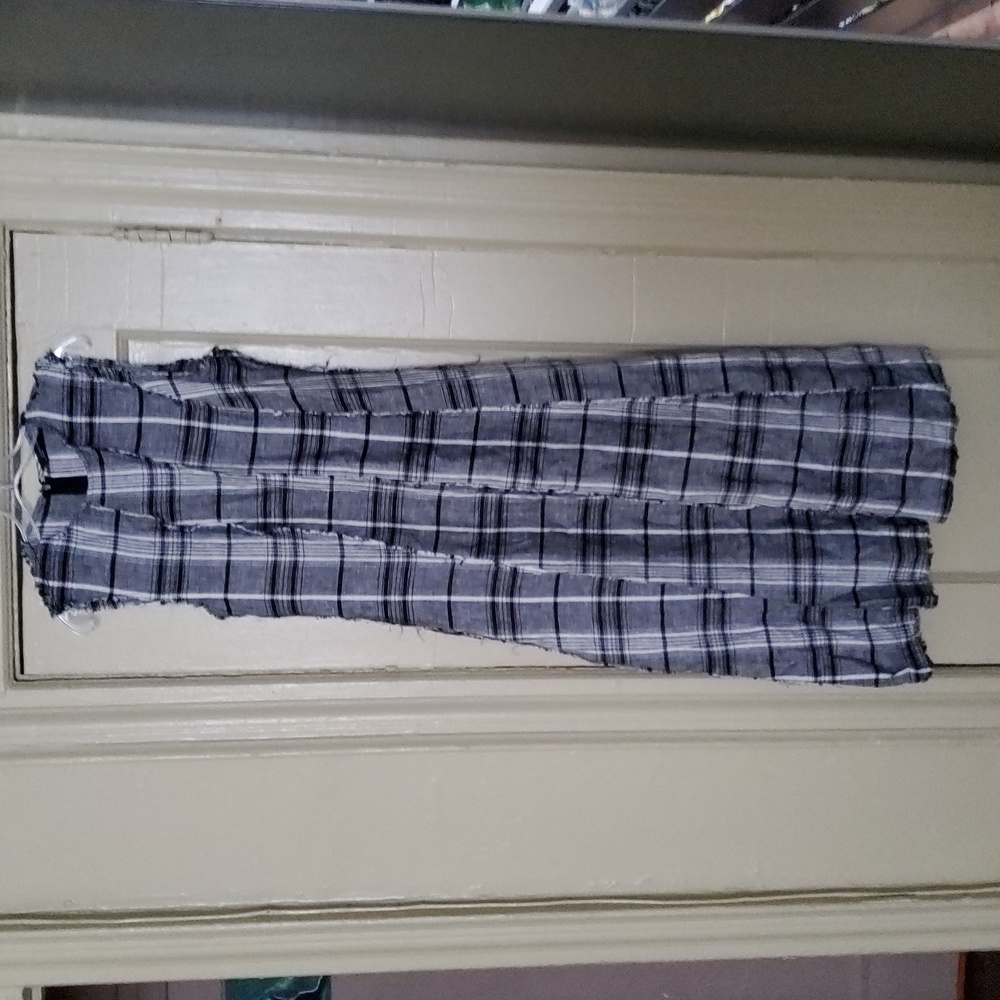 Linen black and white plaid dress